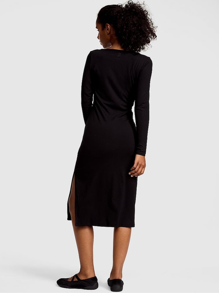 Victoria's Secret Pink Black Ribbed Midi Dress - Image 2 of 2