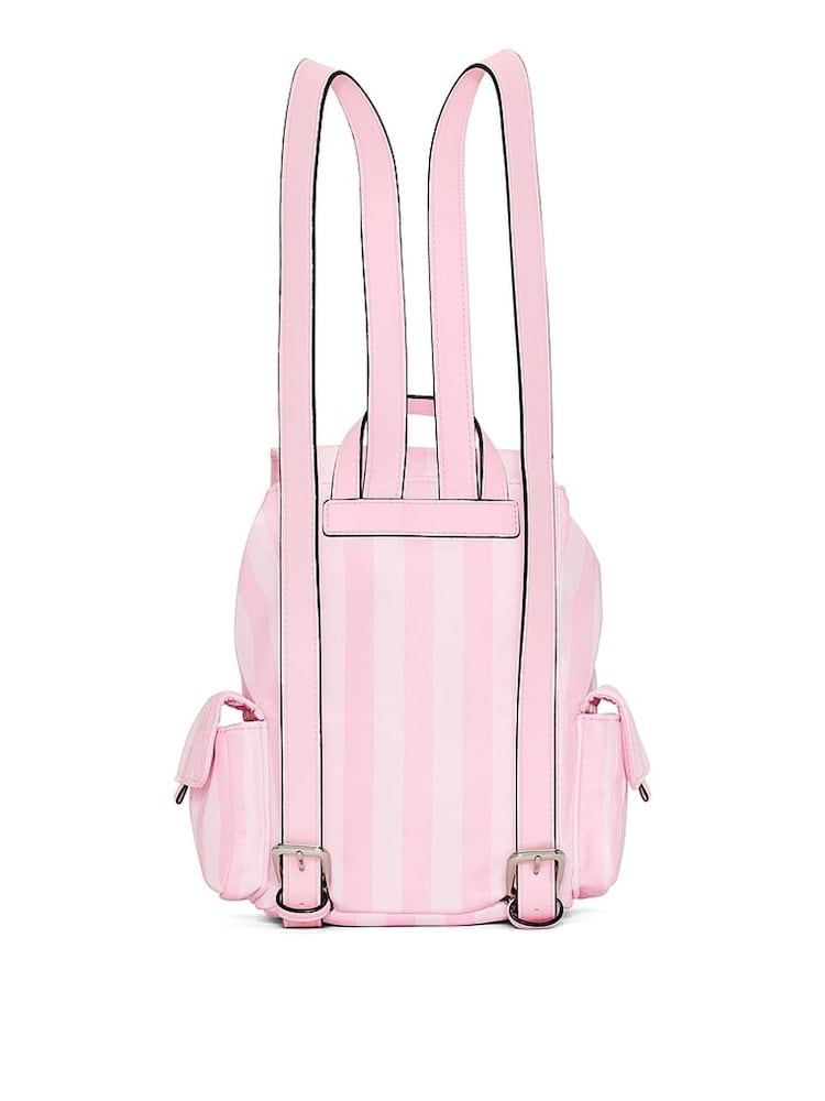 Victoria's Secret Iconic Stripe Pink Mini Flap Backpack - Image 2 of 2