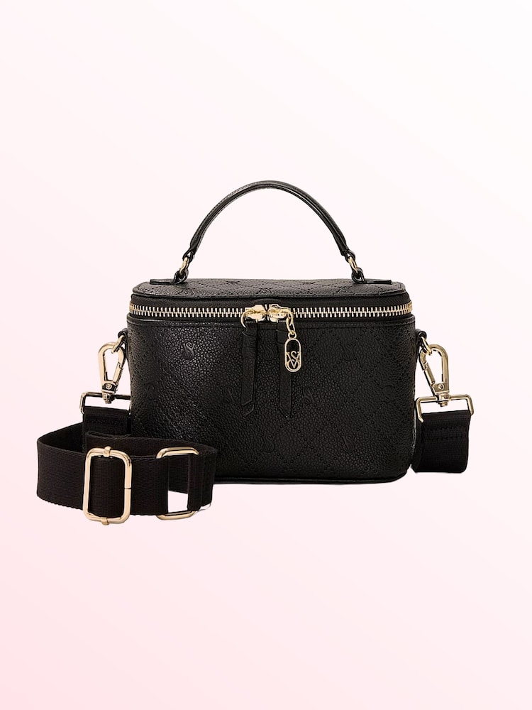 Victoria's Secret Debossed Black Makeup Bag - Image 1 of 2 Victoria's Secret Debossed Black Makeup Bag - Image 1 of 2