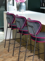 Rockett St George Charcoal Grey Signature Velvet Perfect Fixed Height Bar Stool - Image 1 of 7