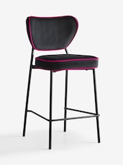 Rockett St George Charcoal Grey Signature Velvet Perfect Fixed Height Bar Stool - Image 4 of 7