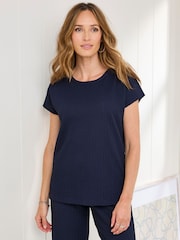 Cotton Traders Blue Textured Jersey Top - Image 1 of 3