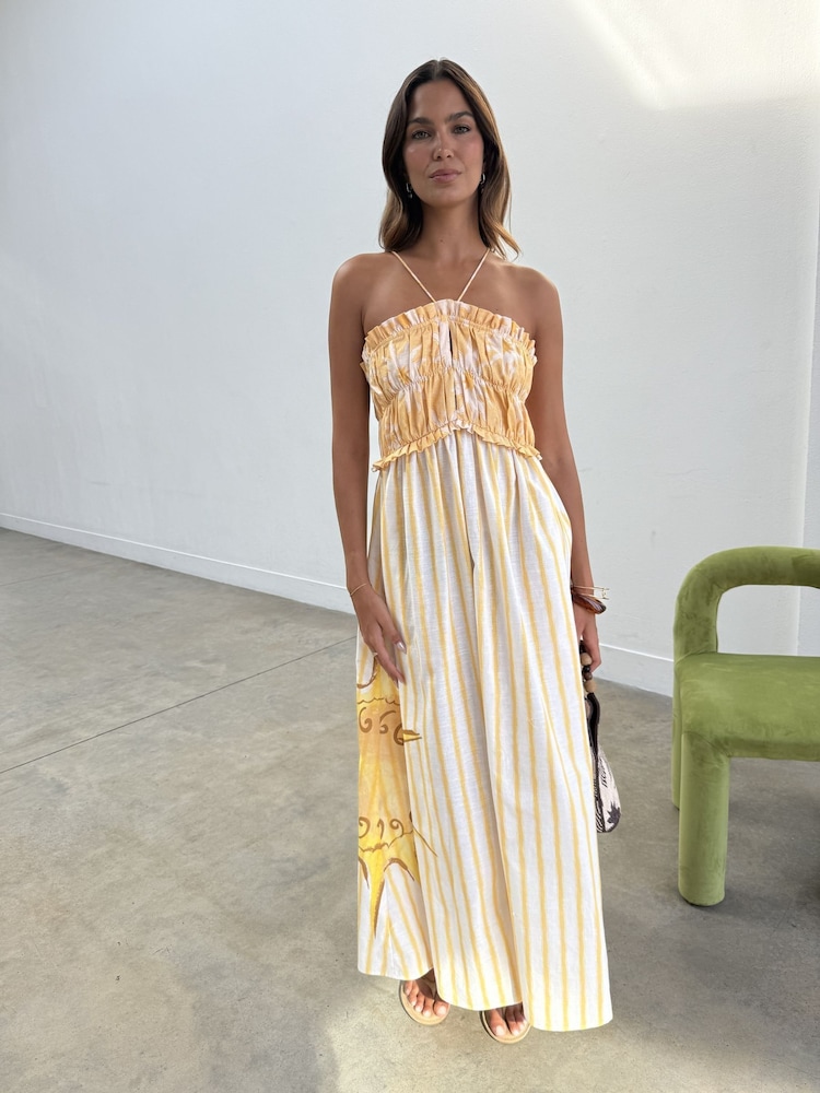 Never Fully Dressed White Yellow Stripe Ashley Dress - Image 1 of 6