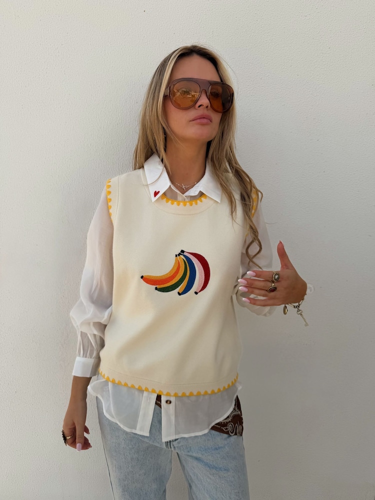 Never Fully Dressed Cream Banana Tank - Image 1 of 4