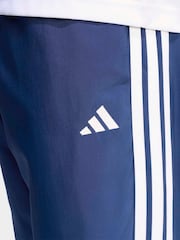 adidas Blue Essentials 3-Stripes Stanford Lite Woven Tapered Open Hem Joggers - Image 4 of 6