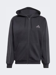 Svart - adidas Essentials 3-Stripes Fleece Full-Zip Hoodie - Bild 6 av 6