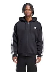Svart/Vit - adidas Essentials 3-Stripes Fleece Full-Zip Hoodie - Bild 1 av 6