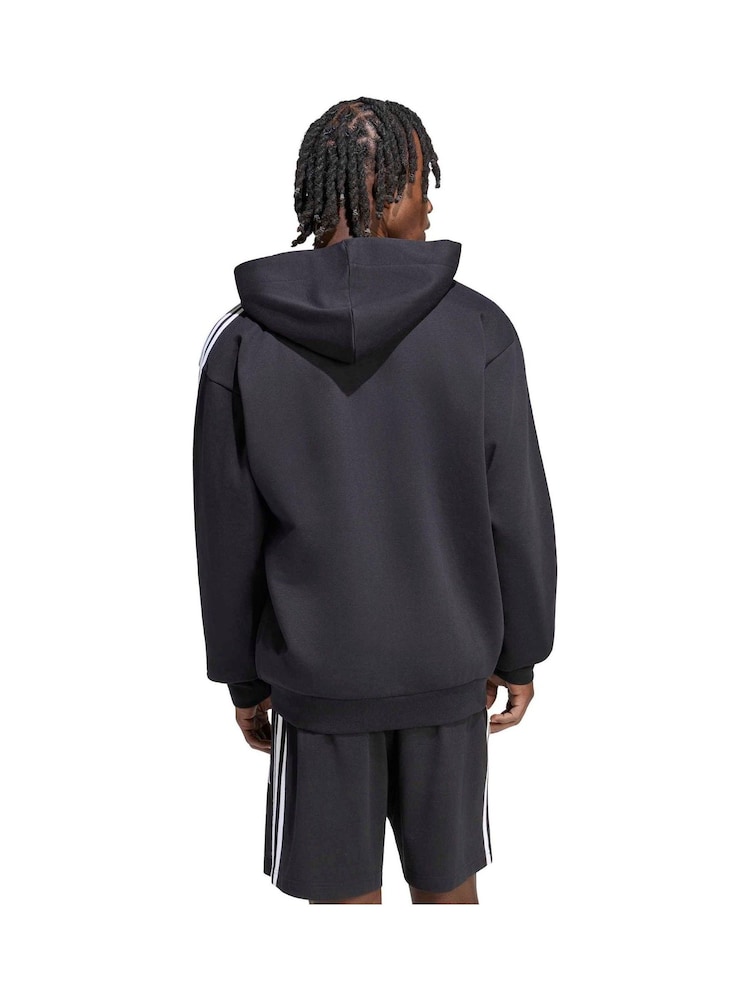 Svart/Vit - adidas Essentials 3-Stripes Fleece Full-Zip Hoodie - Bild 2 av 6