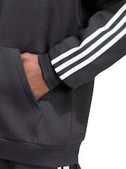 Svart/Vit - adidas Essentials 3-Stripes Fleece Full-Zip Hoodie - Bild 4 av 6