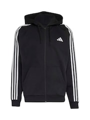 Svart/Vit - adidas Essentials 3-Stripes Fleece Full-Zip Hoodie - Bild 6 av 6