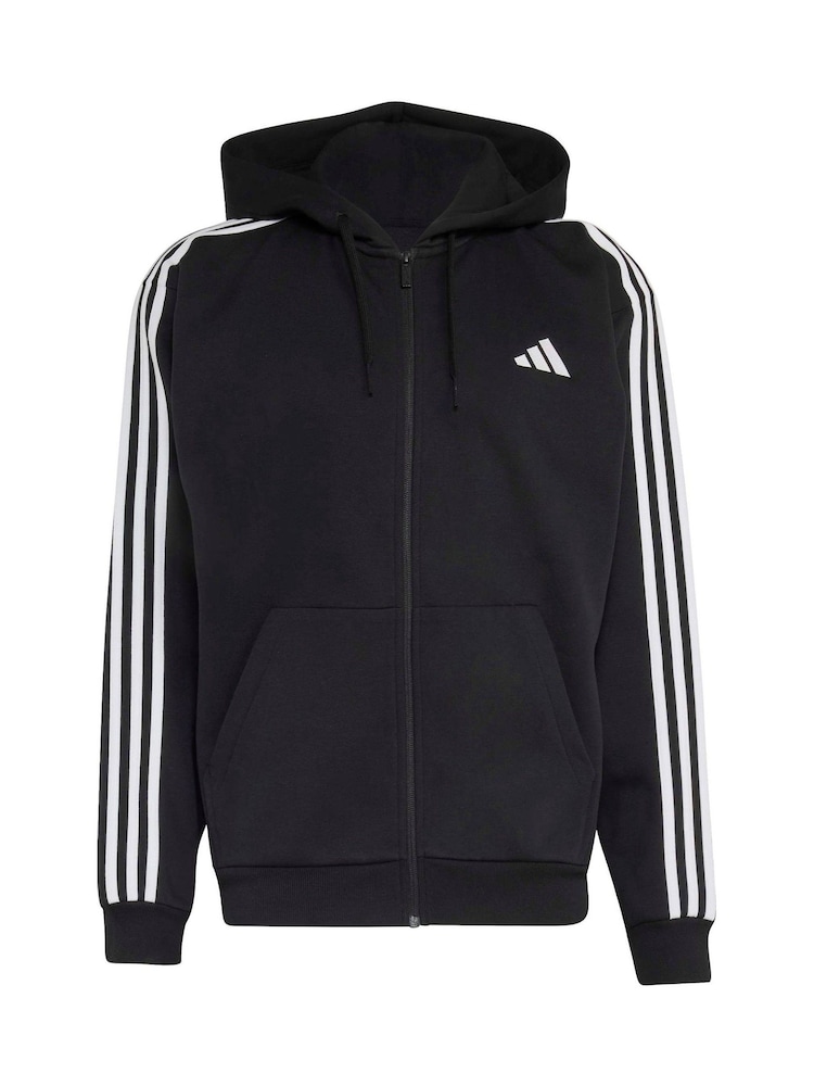 Svart/Vit - adidas Essentials 3-Stripes Fleece Full-Zip Hoodie - Bild 6 av 6