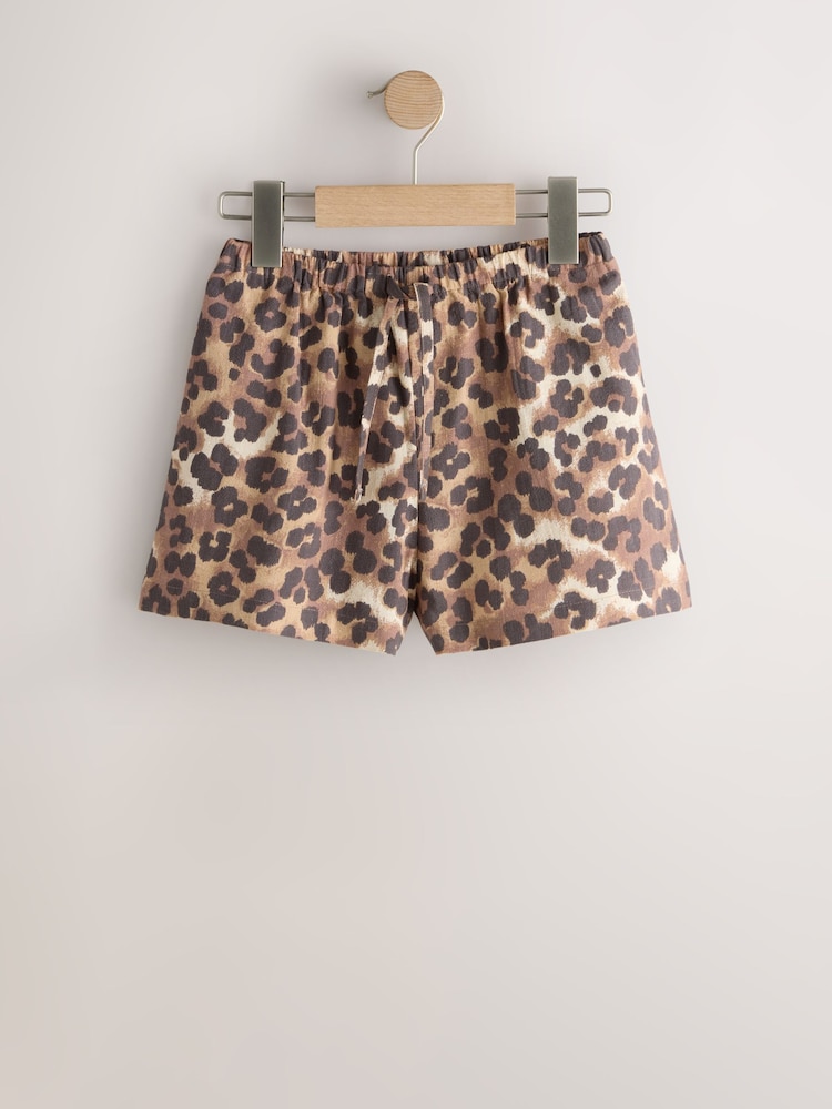 Estampado animal marrón chocolate - Pantalones cortos sin cierres (3-16 años) - Imagen 1 de 4