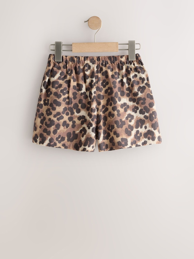 Estampado animal marrón chocolate - Pantalones cortos sin cierres (3-16 años) - Imagen 2 de 4