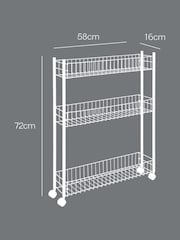 metaltex White Fino Extra Slim 3 Tier Storage Rolling Cart - Image 4 of 5