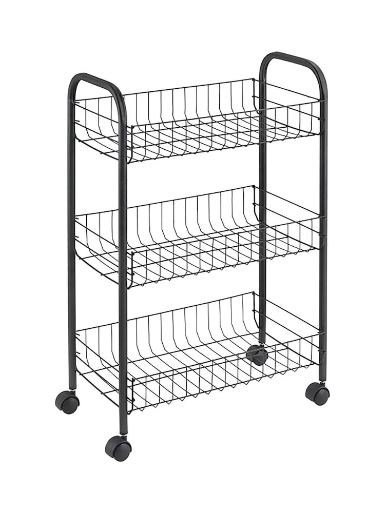 metaltex Black Lugano 3 Tier Storage Rolling Cart - Image 5 of 5 metaltex Black Lugano 3 Tier Storage Rolling Cart - Image 5 of 5