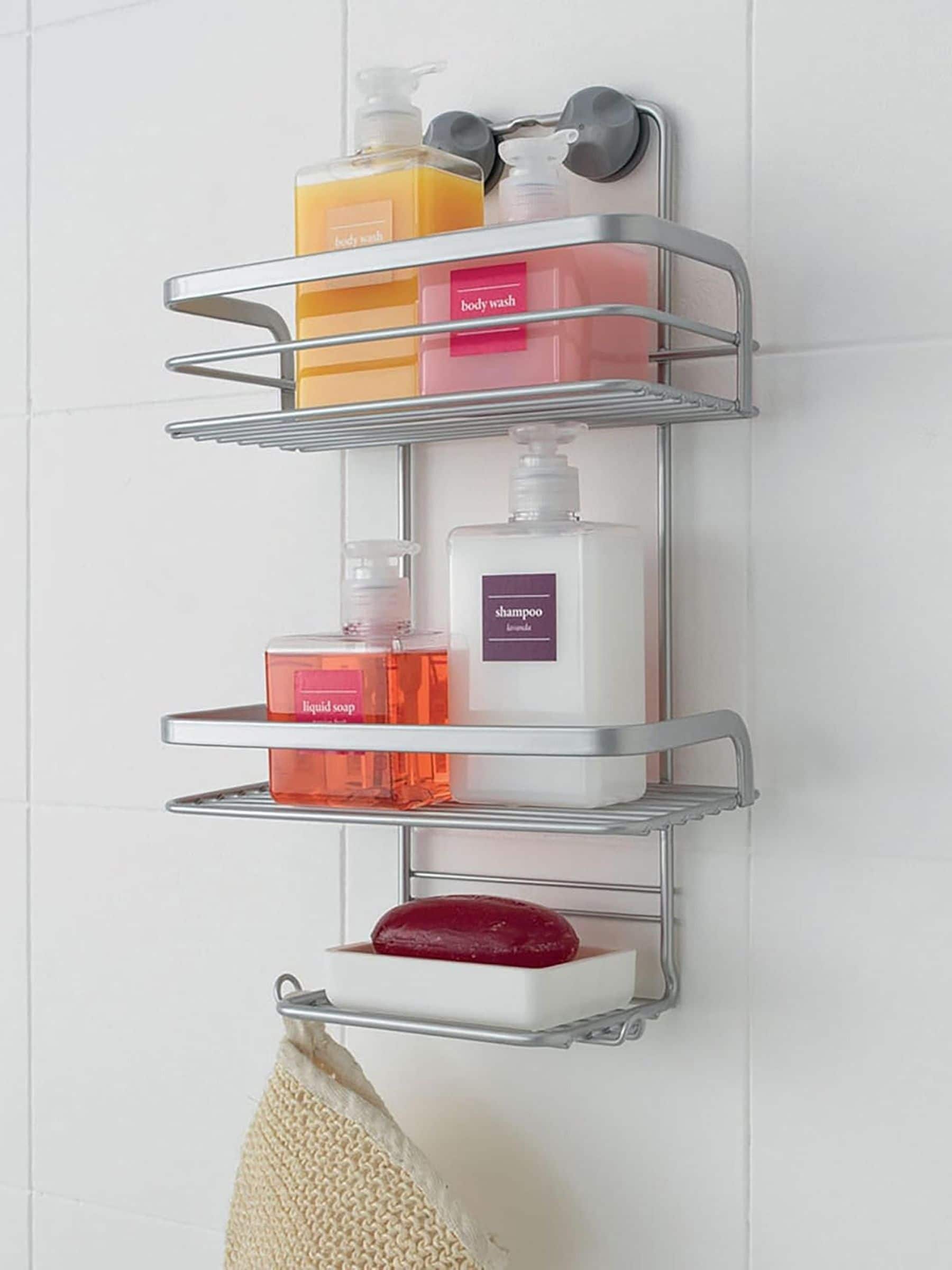 Metaltex Unisex Silver Viva 3-Tier Shower Caddy Bathroom Storage Rack - Image 2