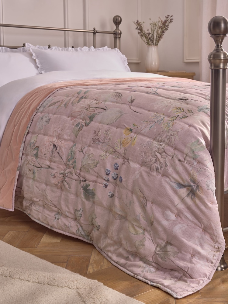 Pink Antique Floral Bedspread - Image 2 of 4