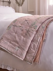 Pink Antique Floral Bedspread - Image 3 of 4