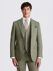MOSS Green Tailored Fit Herringbone Suit Jacket - Image 1 of 7