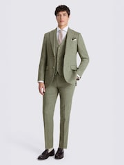 MOSS Green Tailored Fit Herringbone Suit Jacket - Image 2 of 7