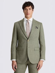 MOSS Green Tailored Fit Herringbone Suit Jacket - Image 3 of 7