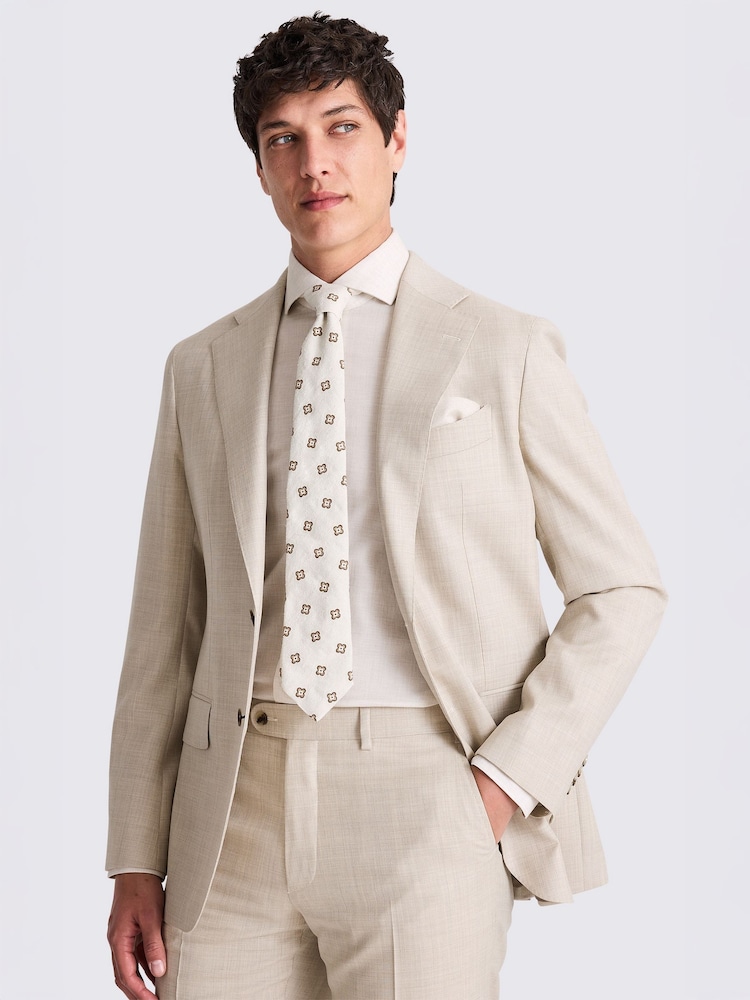 MOSS Taupe Italian Tailored Fit Hopsack Suit Jacket - Image 1 of 5