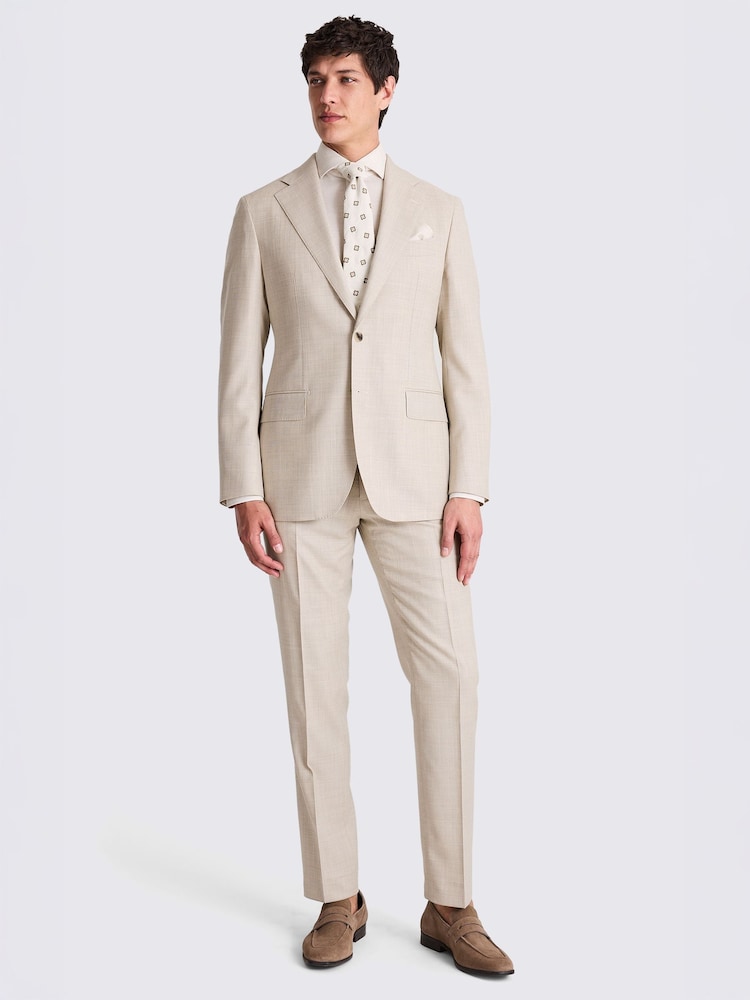 MOSS Taupe Italian Tailored Fit Hopsack Suit Jacket - Image 2 of 5