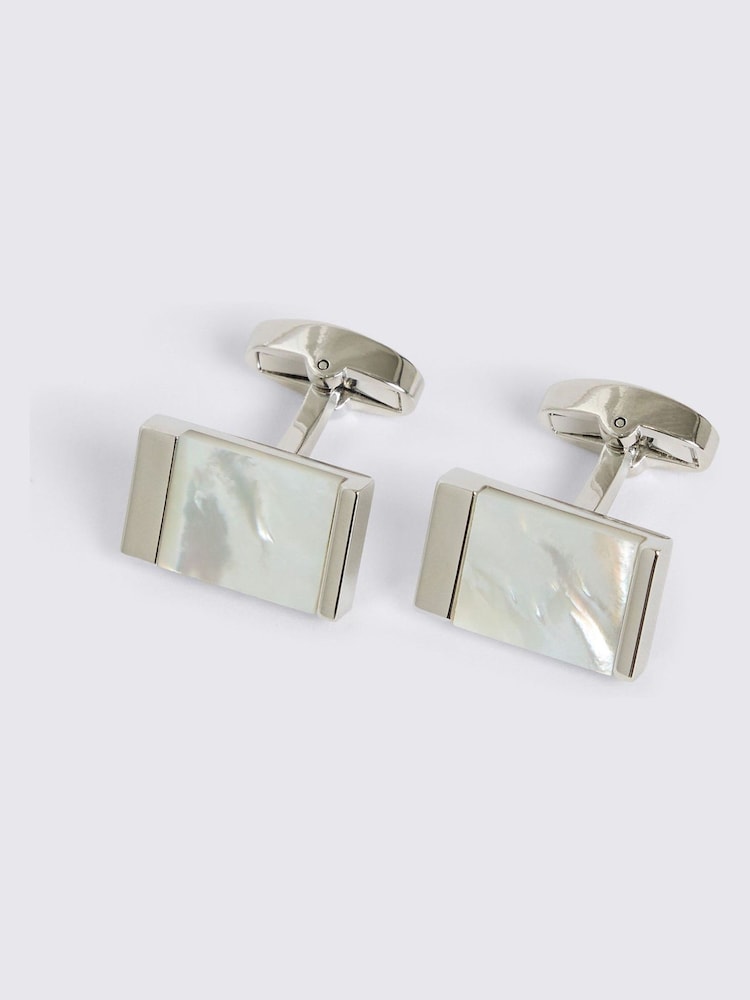 MOSS Grey Mother of Pearl Rectangle Cufflinks - Image 1 of 2