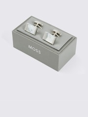 MOSS Grey Mother of Pearl Rectangle Cufflinks - Image 2 of 2
