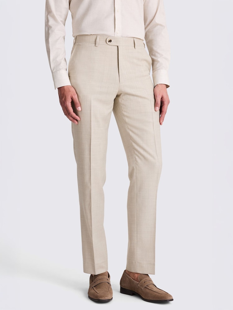 MOSS Taupe Italian Tailored Fit Hopsack Suit Trousers - Image 1 of 3 MOSS Taupe Italian Tailored Fit Hopsack Suit Trousers - Image 1 of 3