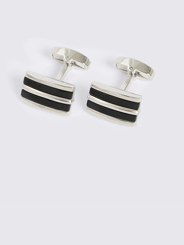 MOSS Grey Onyx Stripe Cufflinks - Image 1 of 2