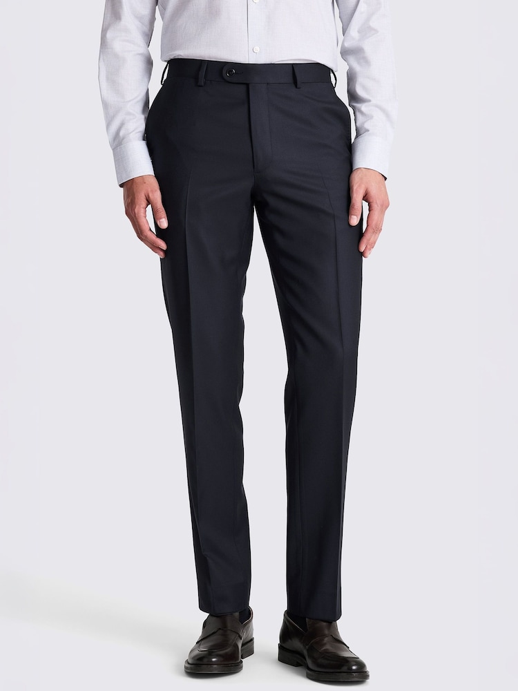 MOSS Navy Italian Tailored Fit Twill Suit Trousers - Image 1 of 3