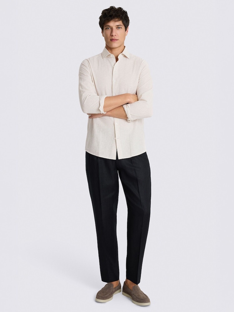 MOSS Natural Narrow Stripe Cotton Linen Shirt - Image 2 of 4