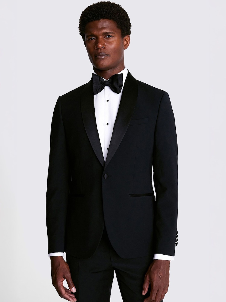MOSS Black Slim Fit Shawl Lapel Tuxedo Jacket - Image 1 of 5
