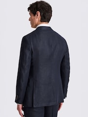 MOSS Blue Italian Tailored Fit Twill Linen Suit Jacket - Image 3 of 5