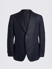 MOSS Blue Italian Tailored Fit Twill Linen Suit Jacket - Image 5 of 5