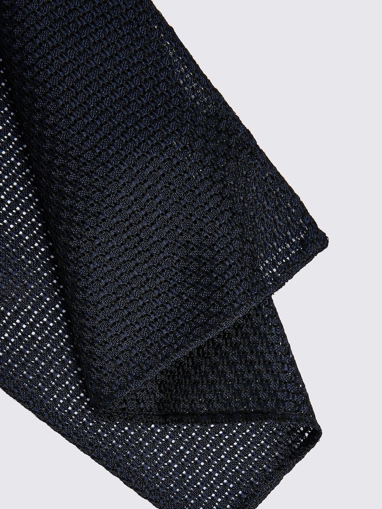 MOSS Blue Italian Grenadine Pocket Square - Image 2 of 2 MOSS Blue Italian Grenadine Pocket Square - Image 2 of 2