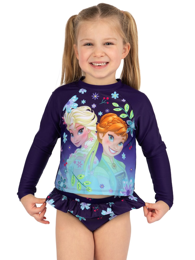 Character Blue Disney Frozen Elsa And Anna Long Sleeve Swimsuit - Image 10 of 10
