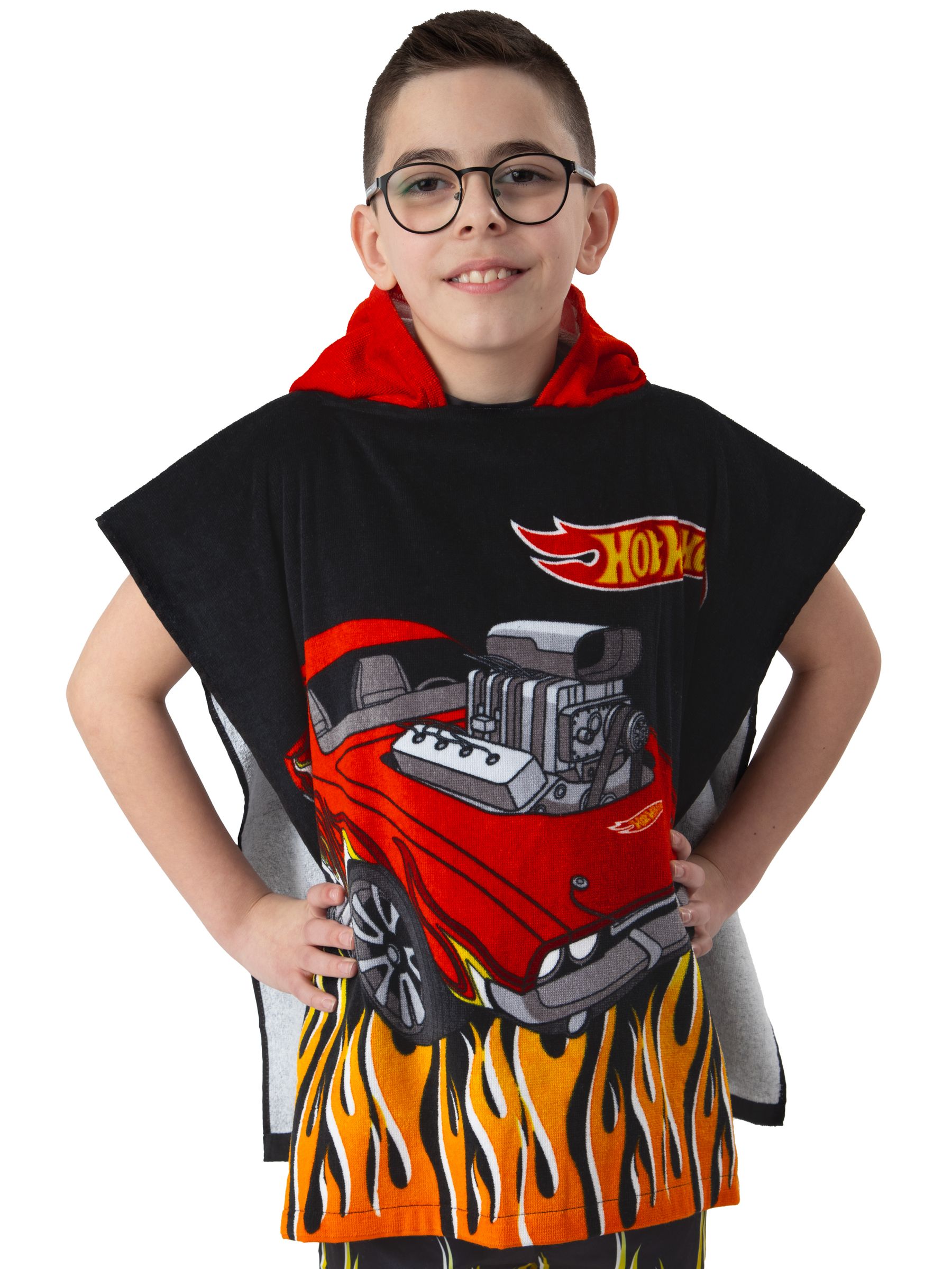 Hot Wheels Towel Poncho, Car Hooded Towel For Kids, Boys Beach Towels And Swimming Towels, One Size, Black - Image 2