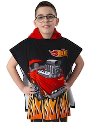 Character Black Hot Wheels Racecar Hooded Towel Poncho - Image 1 of 12