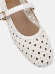 Novo White Standard Fit Faye Woven Mary Jane Flat Shoes - Image 5 of 6