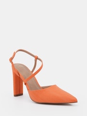 Orange - Novo Wide Fit Indie Asymmetric Slingback Courts - Image 3 de 6