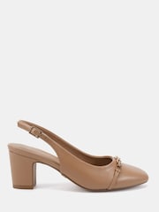 Novo Nude Standard Fit Heidi Chain Trim Block Heel Slingbacks - Image 2 of 6