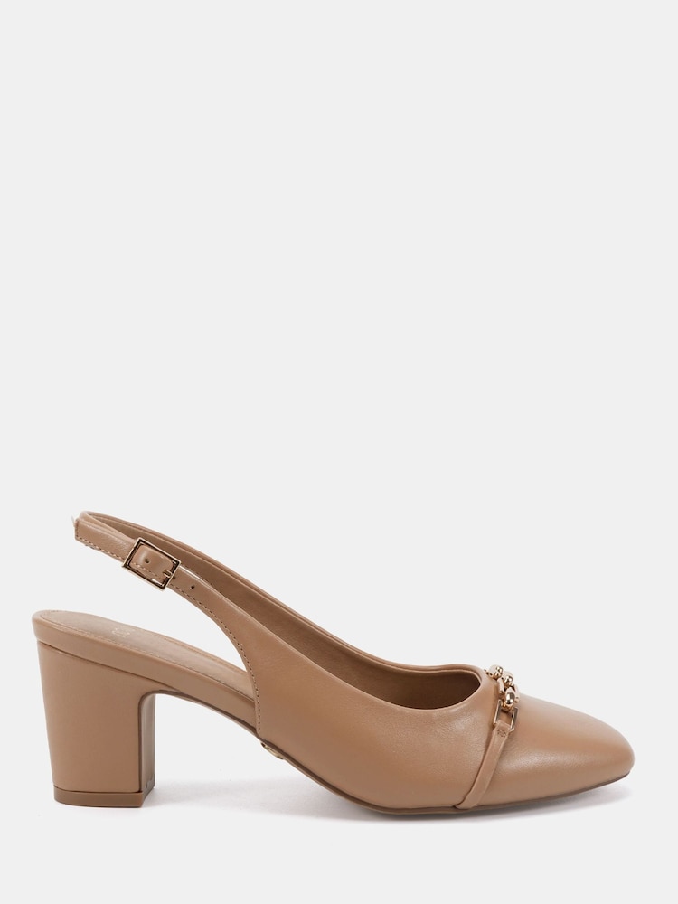 Novo Nude Standard Fit Heidi Chain Trim Block Heel Slingbacks - Image 2 of 6 Novo Nude Standard Fit Heidi Chain Trim Block Heel Slingbacks - Image 2 of 6
