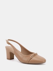 Novo Nude Standard Fit Heidi Chain Trim Block Heel Slingbacks - Image 3 of 6