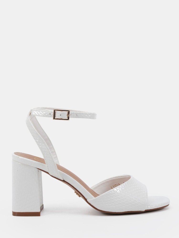 Novo White Standard Fit Lydia Block Heel Ankle Strap Sandals - Image 2 of 6