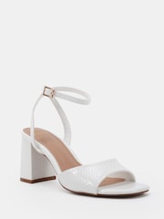 Novo White Standard Fit Lydia Block Heel Ankle Strap Sandals - Image 3 of 6