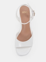 Novo White Standard Fit Lydia Block Heel Ankle Strap Sandals - Image 6 of 6