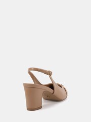 Novo Nude Wide Fit Heidi Chain Trim Block Heel Slingbacks - Image 4 of 6