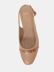 Novo Nude Wide Fit Heidi Chain Trim Block Heel Slingbacks - Image 5 of 6